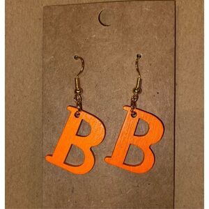 ☀️3/$12☀️ Letter “B” Wood Earrings (Orange)